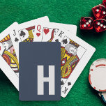 Sleek Monogram Initial Minimalist Blue and Grey Poker Cards<br><div class="desc">Sleek and simple playing cards with your choice of initial. This minimalist, masculine design features oversized sans serif typography in silver grey on a dark blue background. The template is set up for you to change the letter but, if you wish to edit the colors as well, please click "customize...</div>