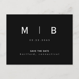 Sleek Monogram Modern Font Wedding Save the Date Postcard