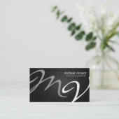 Sleek Monogram Professional Photographer Business Card (Standing Front)