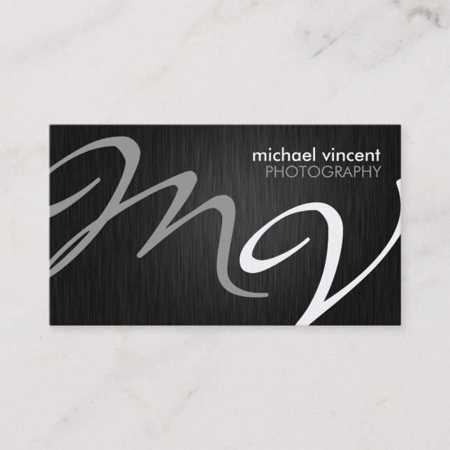 Sleek Monogram Professional Photographer Business Card (Front)