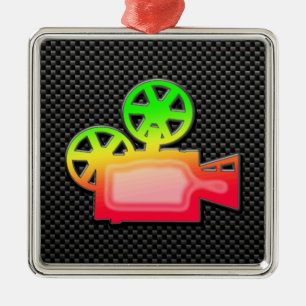 Sleek Movie Camera Metal Ornament