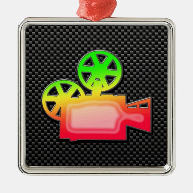 Sleek Movie Camera Metal Ornament (Front)