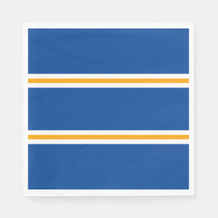 Sleek Navy Blue Yellow White Summer Racing Stripes Napkins