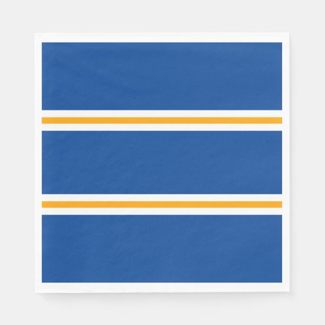 Sleek Navy Blue Yellow White Summer Racing Stripes Napkins (Front)