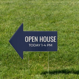 Sleek Navy & Cream Open House Arrow Directional Sign