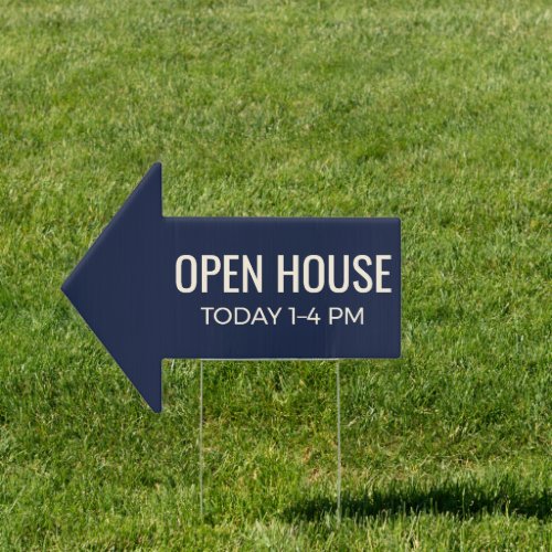 Sleek navy and cream open house arrow directional sign