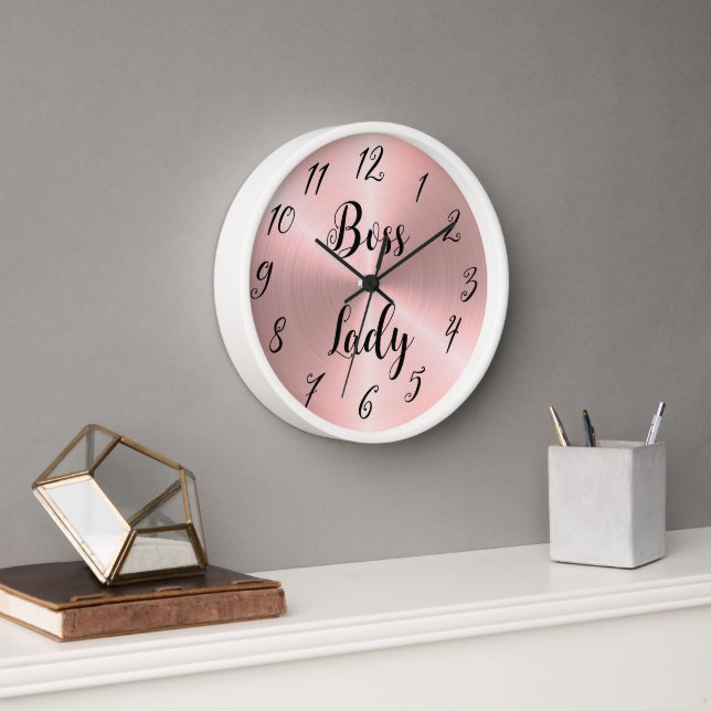  Sleek Ombre Pink Boss Lady  Clock (Office)