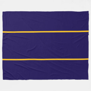 Sleek Optional Text Golden Orange Navy Stripes Fleece Blanket