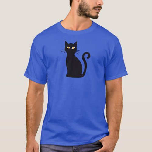 Sleek Orange_Eyed Black Cat Halloween T_Shirt