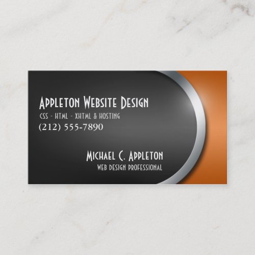 Sleek Orange with Social Networking Buttons Business Cards