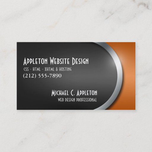 Customizable Sleek Orange with Social Networking Buttons Business Cards