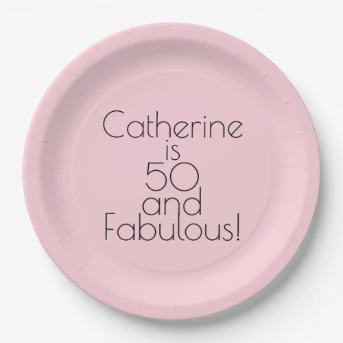 Sleek Pink 50 and Fabulous Birthday Party Paper Plates