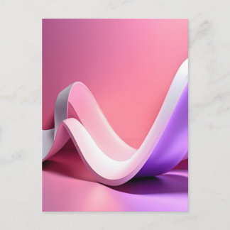 Sleek Pink and Purple Abstract 3D Ribbon Postcard
