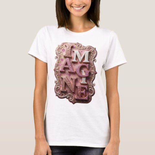 Sleek Pink IMAGINE Slogan Tee