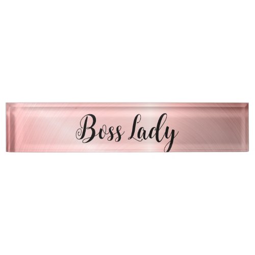 Sleek Pink Striped Boss Lady  Desk Name Plate