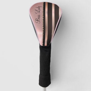 Sleek Pink Striped Boss Lady Golf Head Cover