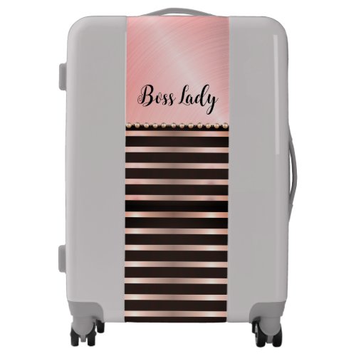 Sleek Pink Striped Boss Lady   Luggage