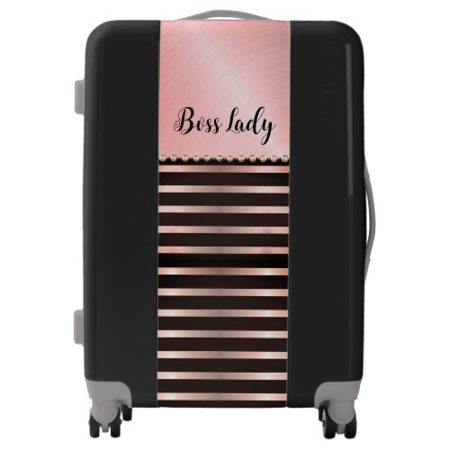 Sleek Pink Striped Boss Lady   Luggage