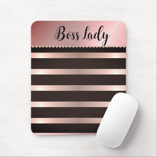 Sleek Pink Striped Boss Lady   Mouse Pad