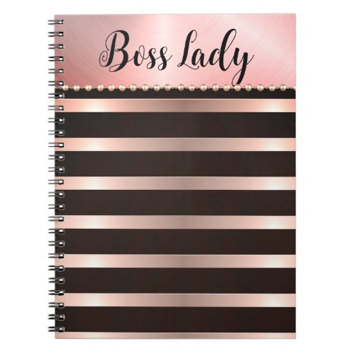 Sleek Pink Striped Boss Lady  Notebook