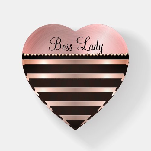 Sleek Pink Striped Boss Lady   Paperweight