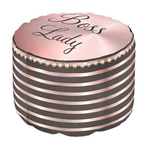 Sleek Pink Striped Boss Lady    Pouf