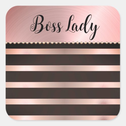 Sleek Pink Striped Boss Lady   Square Sticker