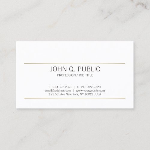 Sleek Plain Gold Stripes Modern White Stylish Business Card