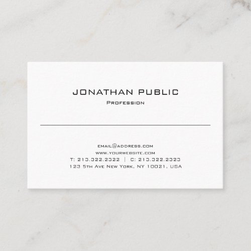 Sleek Plain Modern Elegant Design Professional Business Card