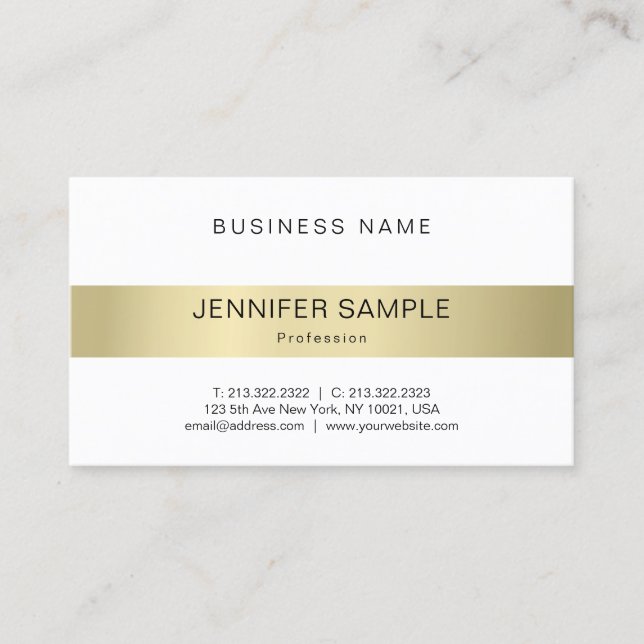 Sleek Plain Modern Professional Elegant Gold Look Business Card (Front)