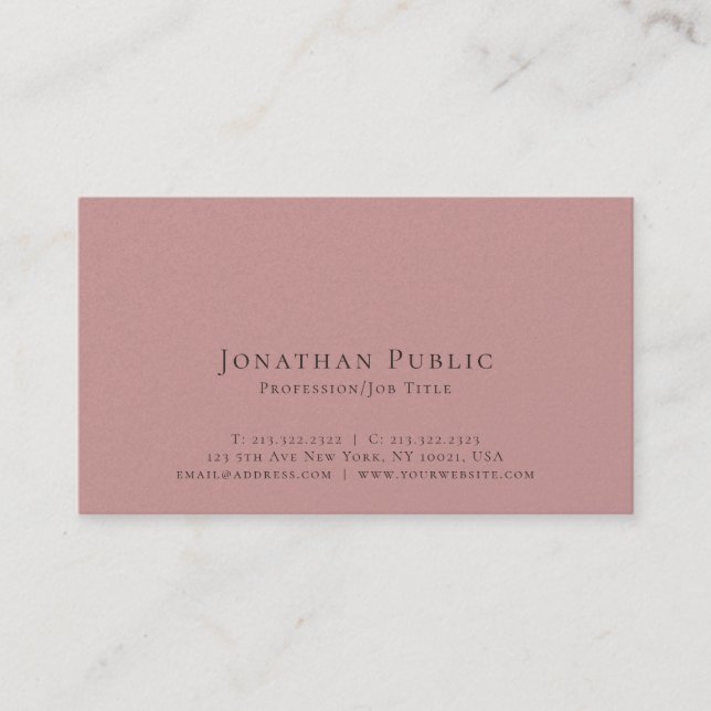 Sleek Plain Professional Modern Elegant Luxury Business Card (Front)