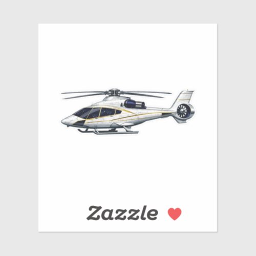 Sleek Private Helicopter Gold & White Marble Stick Sticker