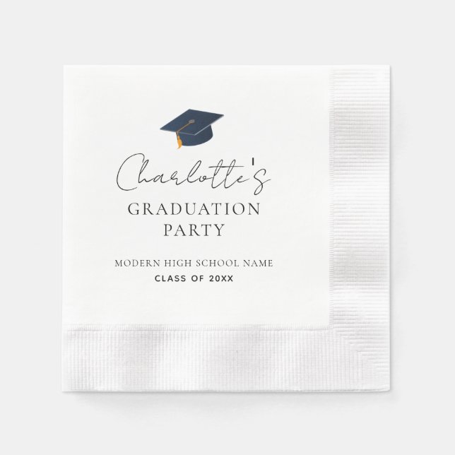 Sleek Professional Grad Hat Celebration Napkins (Front)