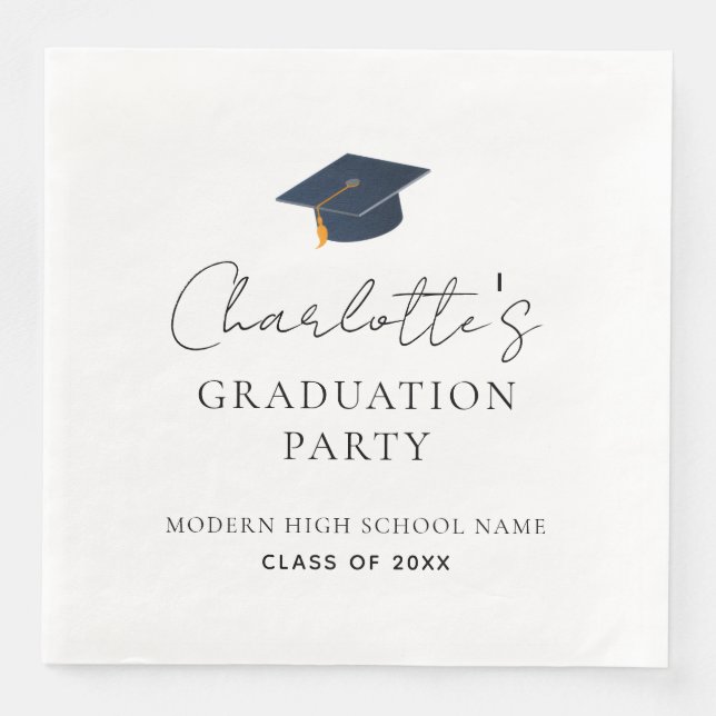 Sleek Professional Grad Hat Celebration Paper Dinner Napkins (Front)