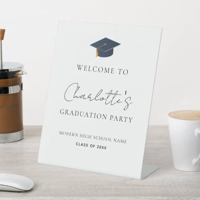 Grad Signs Hat Sleek Professional Grad Hat Celebration Pedestal Sign | Zazzle