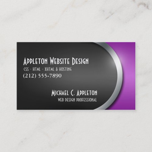 Sleek Purple with Social Networking Buttons Business Card Template