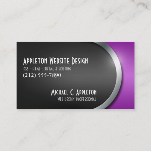 Customizable Sleek Purple with Social Networking Buttons Business Card Template