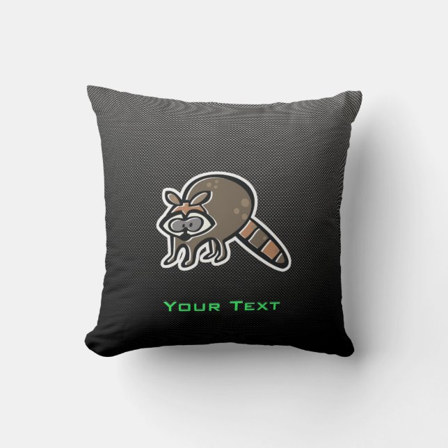Sleek Raccoon Throw Pillow (Front)
