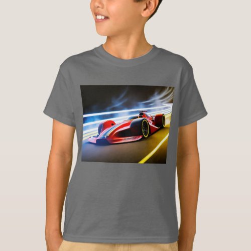 Sleek racing car in red on track  T_Shirt