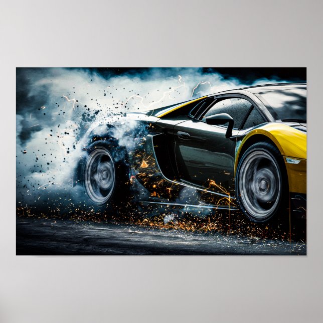 Sleek Racing Sports Car Drifting #6 Poster (Front)