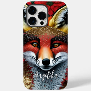 Sleek Red and Gold Fox Minimalist Case-Mate iPhone 14 Pro Max Case