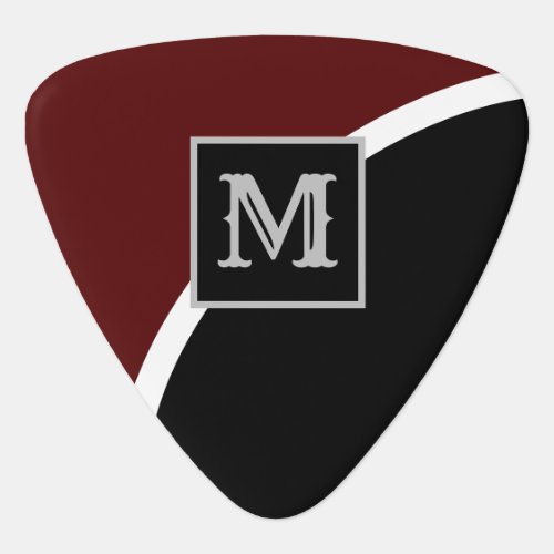 Sleek Red  Black Monogram Triangle Guitar Pick