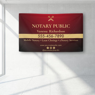 Sleek Red & Gold Notary Business Marketing Event Banner