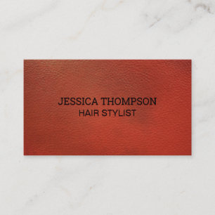 Sleek Red Leather   Emboss Lettering Business Card