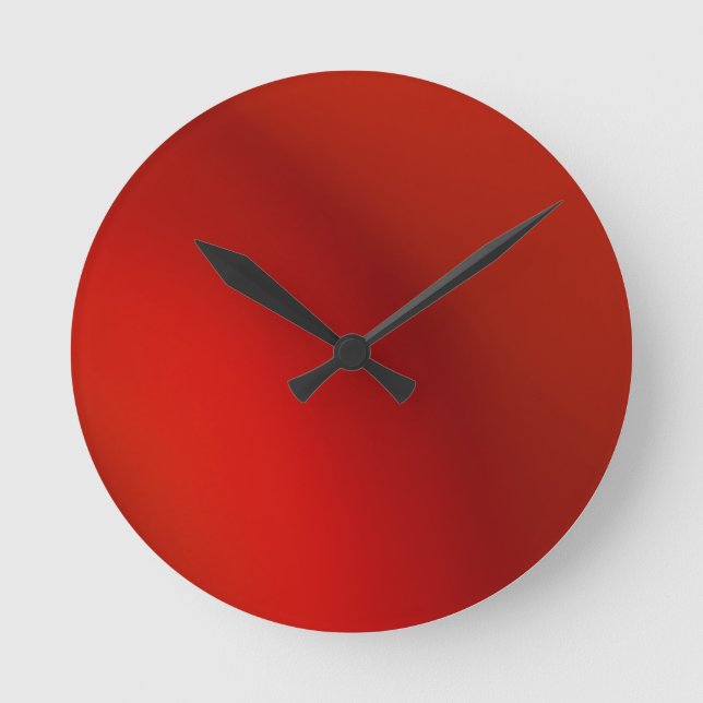 sleek retro modern red satin wall clock (Front)