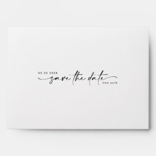 Sleek Romance   Black on White Save The Date   Envelope