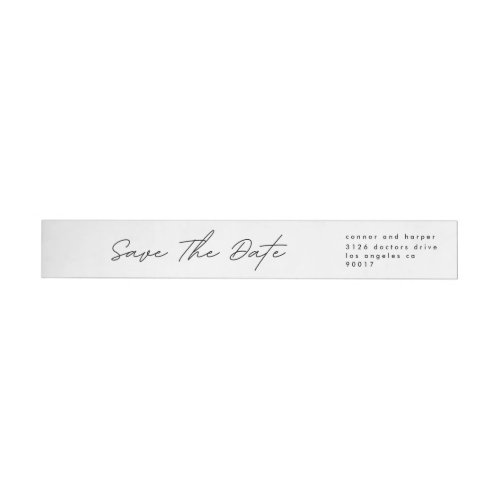 Sleek Romance  Black on White Save The Date   Wr Wrap Around Label