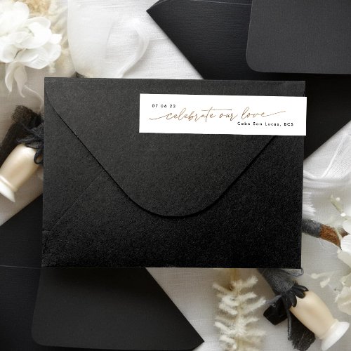 Sleek Romance  Gold Foil  Wedding Envelope Wrap Around Label