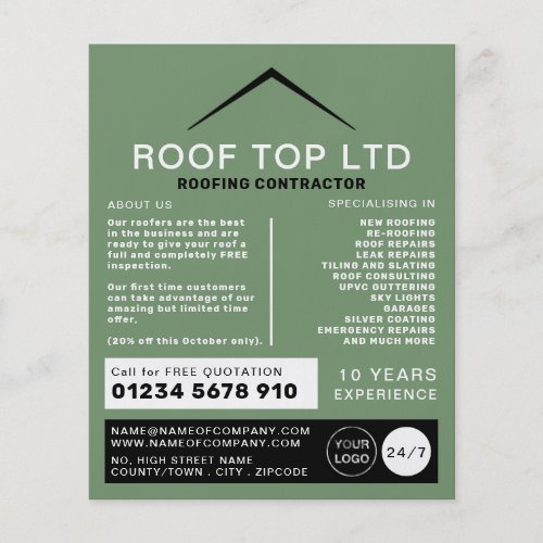 Sleek Roof Roofer Roofing Contractor Advert Flyer
