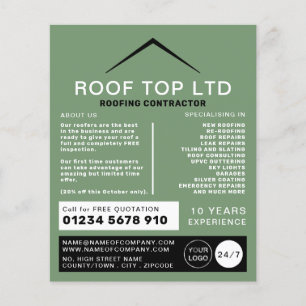 Sleek Roof, Roofer, Roofing Contractor Advert Flyer